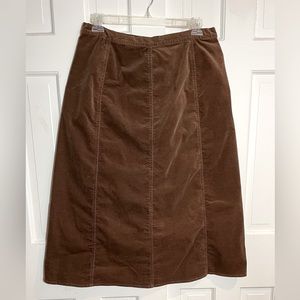 LL Bean brown midi corduroy skirt size 16 - EUC